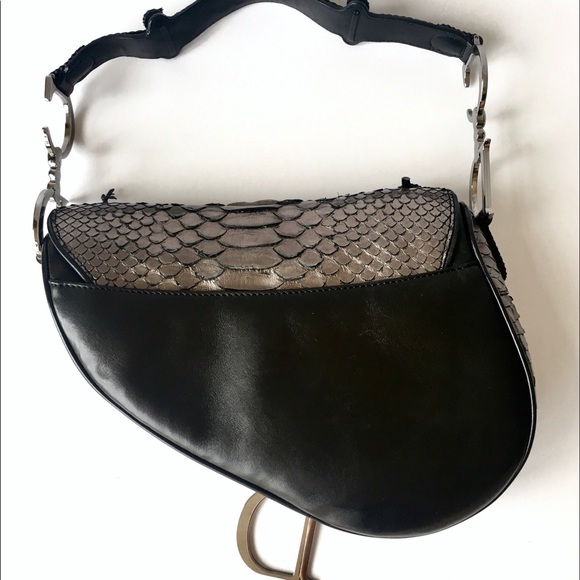 CHRISTIAN DIOR Python Saddle Bag RARE Handbag LE - Picture 3 of 10